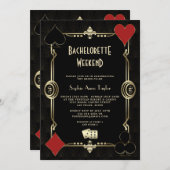 金ゴールドアールデコベガスカジノバチェロレッテ週末 招待状 (正面/裏面)