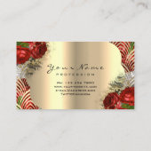 金ゴールドアールデコメイクアップアーティストラッシュフローラレッドローズ 名刺 (裏面)