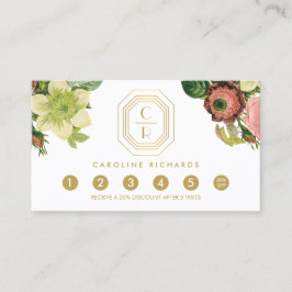 金ゴールドアールデコモノグラムヴィンテージ花模様ロイヤリティ ロイヤリティカード