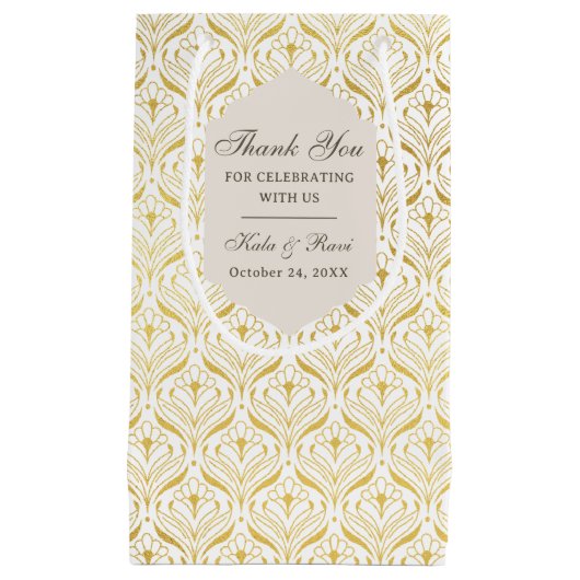 金ゴールドアールデコ結婚のギフト特典抱き枕 スモールペーパーバッグ (正面)