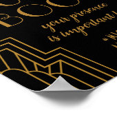 金ゴールドアールデコ結婚のサイン編集可能ゲストブック ポスター (角)