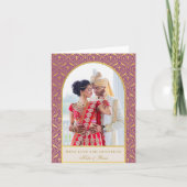 金ゴールドアールデコ結婚の感謝の写真 カード (正面)