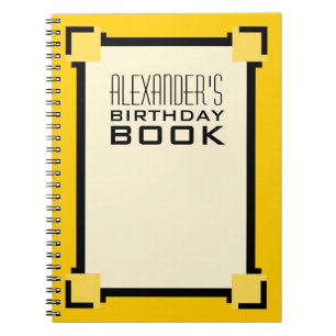 金ゴールドアールデコ誕生日書 ノートブック