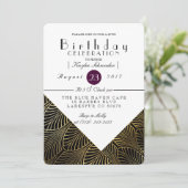 金ゴールドアールデコ1920年代 |誕生日パーティー招待状 招待状 (スタンド正面)