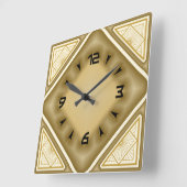 金ゴールドアールデコ スクエア壁時計 (傾斜)