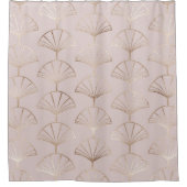 金ゴールドアールデコ:ファン葉のパターン シャワーカーテン (正面)