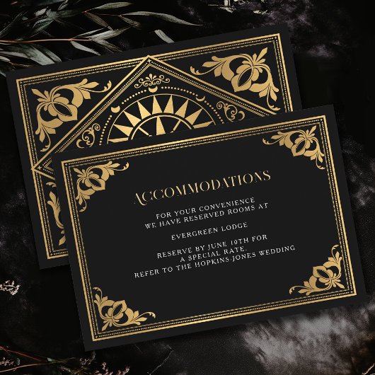 金ゴールドアールヌーボーゴシック結婚ズ宿泊施設 エンクロージャーカード