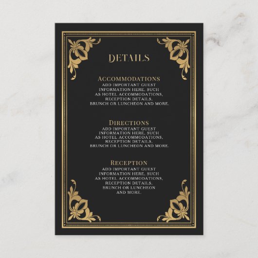 金ゴールドアールヌーボータロットゴシッ結婚ク詳細 エンクロージャーカード (正面)