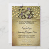 金ゴールドアールヌーボーピーコックバード結婚式招待状 招待状 (正面)