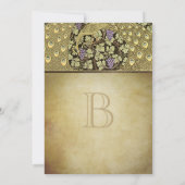 金ゴールドアールヌーボーピーコックバード結婚式招待状 招待状 (裏面)