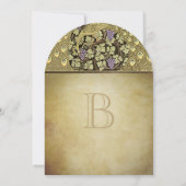 金ゴールドアールヌーボーピーコックバード結婚式招待状 招待状 (裏面)