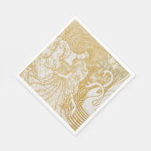 金ゴールドアールヌーボーヴィンテージ女性スケッチヴィンテージAes スタンダードランチョンナプキン (角)