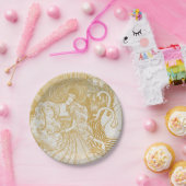 金ゴールドアールヌーボーヴィンテージ女性スケッチヴィンテージAes ペーパープレート (パーティー)