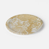 金ゴールドアールヌーボーヴィンテージ女性スケッチヴィンテージAes ペーパープレート (アングル)