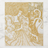 金ゴールドアールヌーボーヴィンテージ女性スケッチヴィンテージAes ワインラベル (シングルラベル)