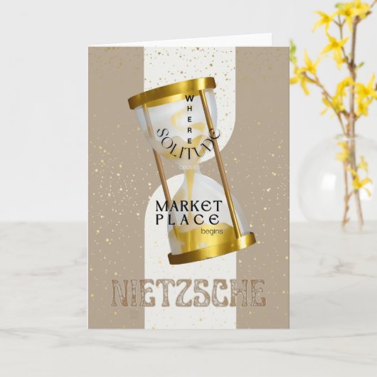 金ゴールドアールヌーボー内向哲学引用文 カード (黄色い花)