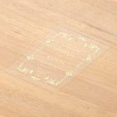 金ゴールドアールヌーボー透明ウェディング日付を保存 アクリル招待状 (レイダウン)