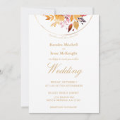 金ゴールドイエローウォーターフローラ結婚ズ 招待状 (正面)