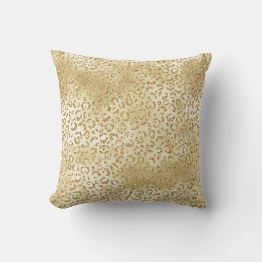 金ゴールドイエローグラデーショングリッターヒョウ クッション (正面)