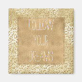 金ゴールドイエローグラデーショングリッターヒョウ マグネット (正面)