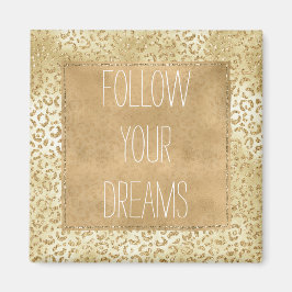 金ゴールドイエローグラデーショングリッターヒョウ マグネット