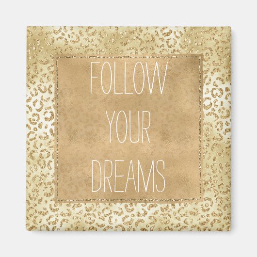 金ゴールドイエローグラデーショングリッターヒョウ マグネット (正面)