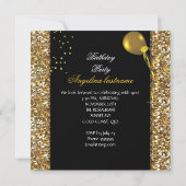 金ゴールドイエローグリッターヒール誕生日パーティー 招待状 (裏面)