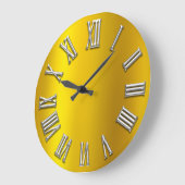 金ゴールドイエローグレーメタルグレーシルバーローマ数字 ラージ壁時計 (傾斜)