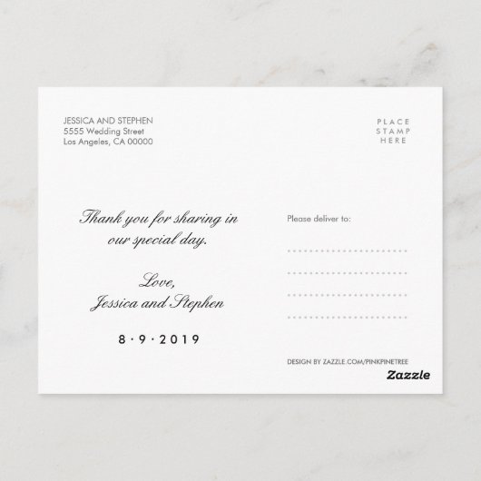 金ゴールドイエローサンキュー結婚の4枚の写真はがき ポストカード (裏面)