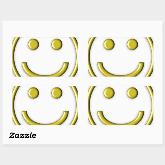 金ゴールドイエロースマイリー笑顔顔絵文字おもしろい 長方形シール (シート)