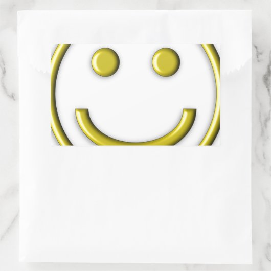 金ゴールドイエロースマイリー笑顔顔絵文字おもしろい 長方形シール (バッグ)