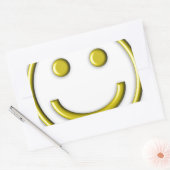 金ゴールドイエロースマイリー笑顔顔絵文字おもしろい 長方形シール (封筒)