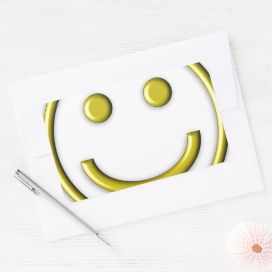 金ゴールドイエロースマイリー笑顔顔絵文字おもしろい 長方形シール (封筒)
