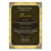 金ゴールドイエローダマスク結婚式メニュー+テーブル番号カード テーブルナンバー (裏面)