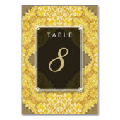 金ゴールドイエローダマスク結婚式メニュー+テーブル番号カード テーブルナンバー (正面)