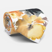 金ゴールドイエローネイビーブルーバラフローラネックタイ ネクタイ (ロール)