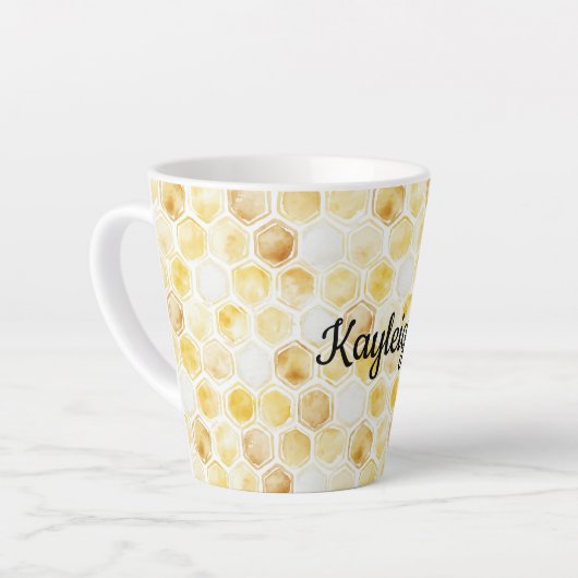 金ゴールドイエローハニカム カフェラテマグ (左アングル)