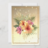 金ゴールドイエローピンクセピアハイビスカスバースデーパーティー 招待状 (裏面)