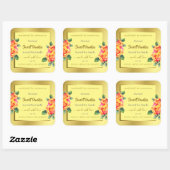 金ゴールドイエローフローラ製品のパッケージングラベルバラ スクエアシール (シート)