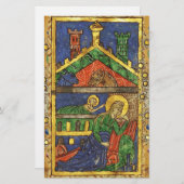 金ゴールドイエローフローラ、出生クリスマスパメント 便箋 (正面/裏面)