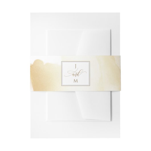 金ゴールドイエローブラシ結婚ストローク 招待状ベリーバンド (正面例)