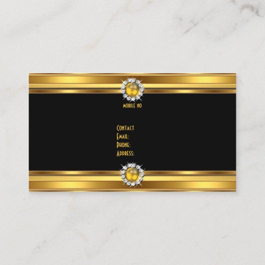 金ゴールドイエローブラックダイヤモンドジュエルエレガントクラス 名刺 (裏面)