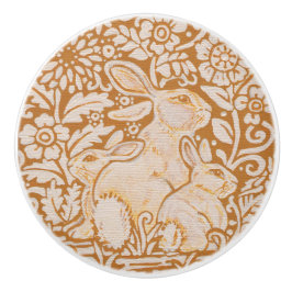 金ゴールドイエローホワイトラビットファミリードロワードアノブ セラミックノブ