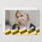 金ゴールドイエローホワイト4写真卒業のお知らせ 招待状 (裏面)