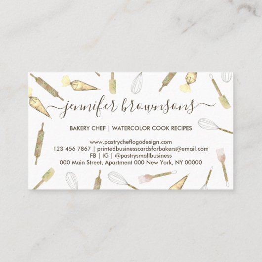 金ゴールドイエローホームベーカリーパティシエ 名刺 (裏面)