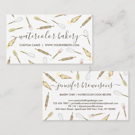 金ゴールドイエローホームベーカリーパティシエ 名刺 (正面/裏面)