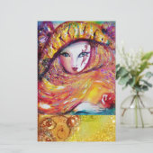 金ゴールドイエロー文房具におけるベネチアカーニバルマスク 便箋 (スタンド正面)