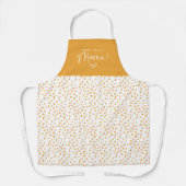 金ゴールドイエロー水玉模様パタパーソナライズされたーンママ エプロン (正面)