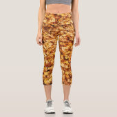 金ゴールドイエロー秋カプ葉リレギンス カプリレギンス (正面)