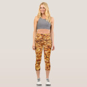 金ゴールドイエロー秋カプ葉リレギンス カプリレギンス (正面)